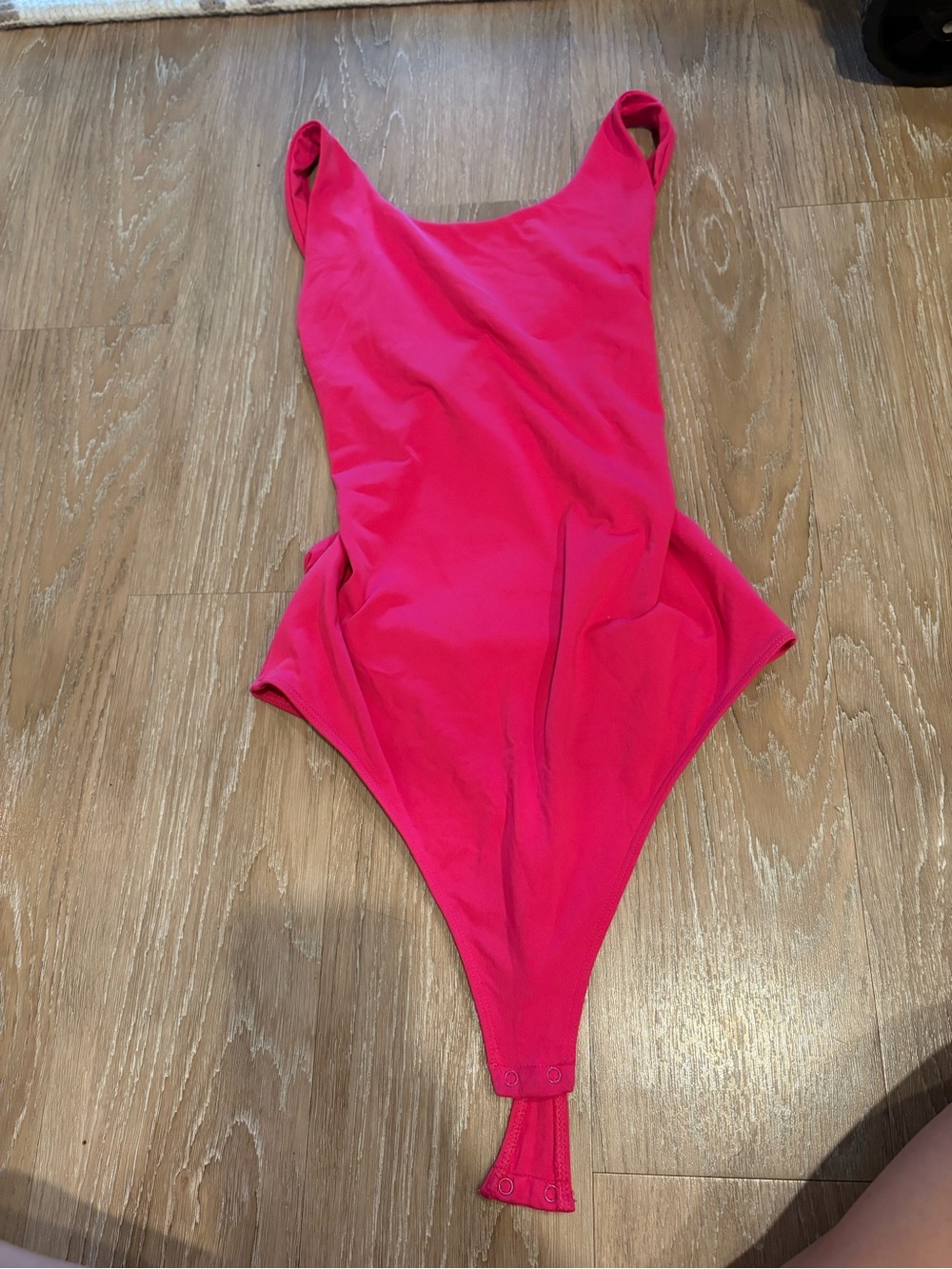 Babaton Hot Pink Scoop Neck Bodysuit Open Back